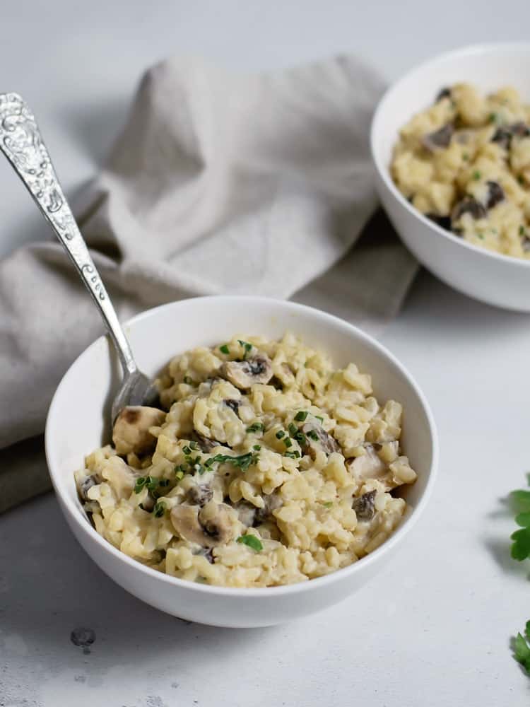 Risotto de cogumelos vegan