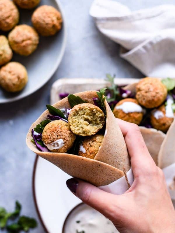 Falafel no forno com Wraps caseiros