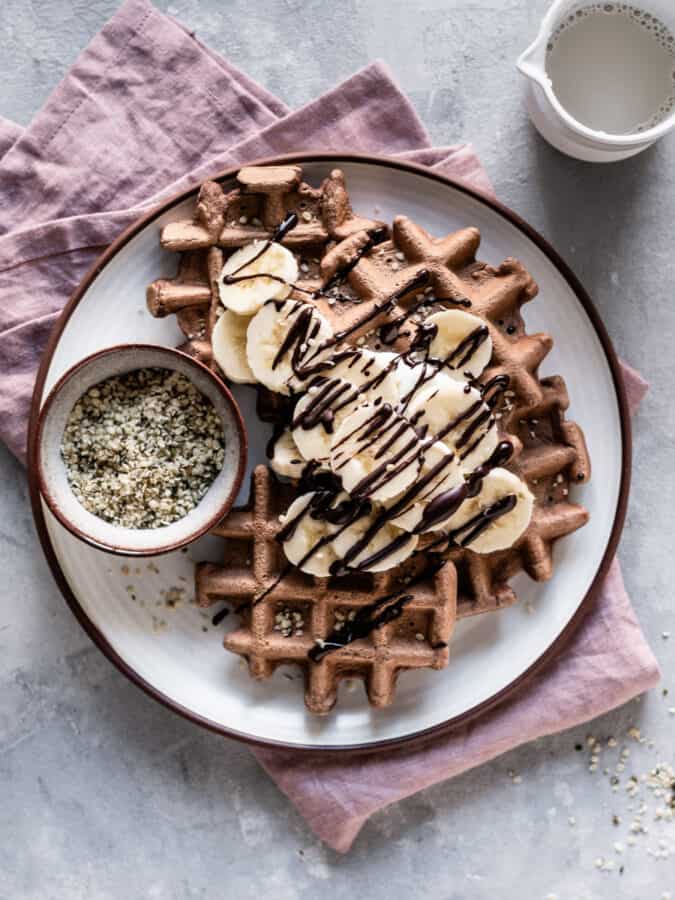 Waffles de aveia e cacau